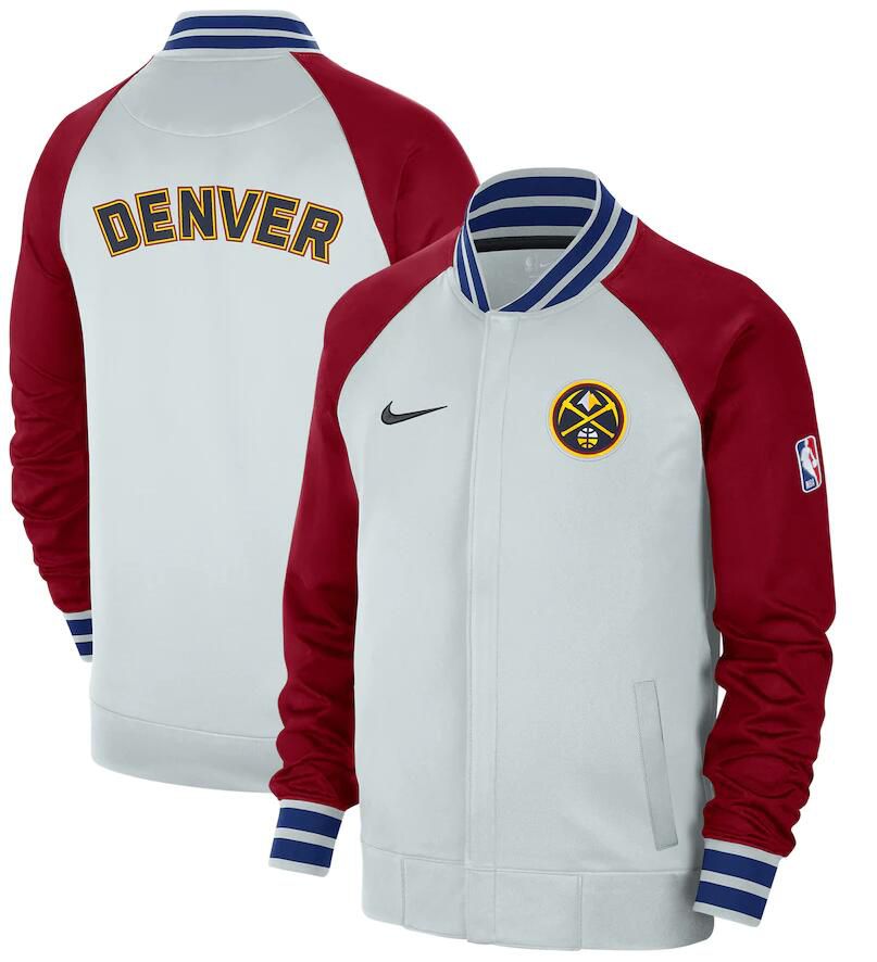 Men Denver Nuggets White Nike City Edition Full Zip Jacket 2023 NBA Jersey->golden state warriors->NBA Jersey